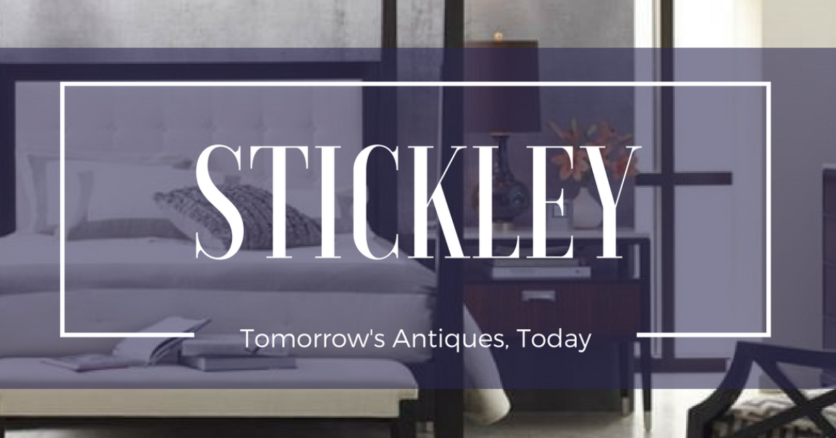 Stickley text gradient over a piece of furniture