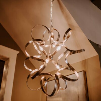 Decorative Twisted Copper Ribbon Chandelier