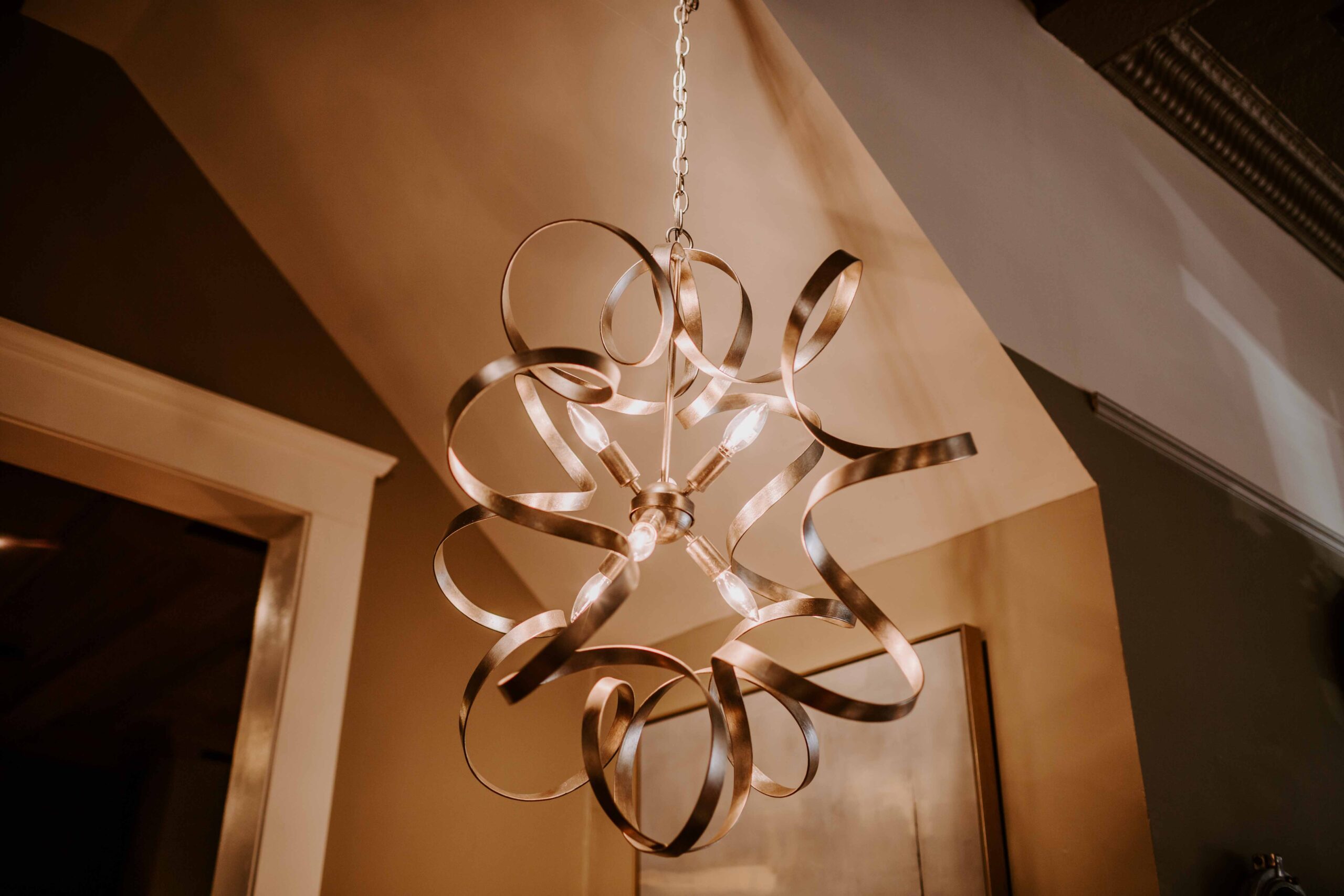 Decorative Twisted Copper Ribbon Chandelier