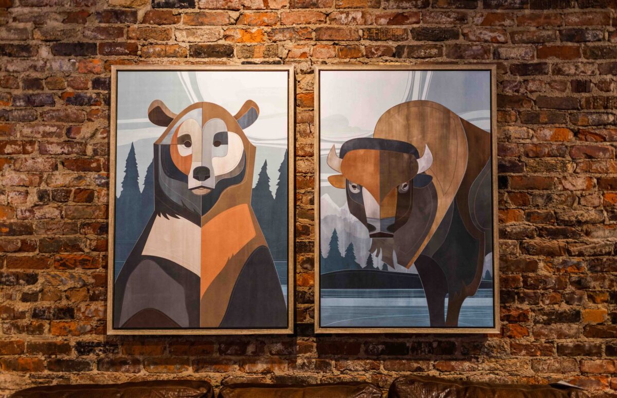 Geometric Bear & Buffalo Wall Art
