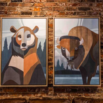 Geometric Bear & Buffalo Wall Art