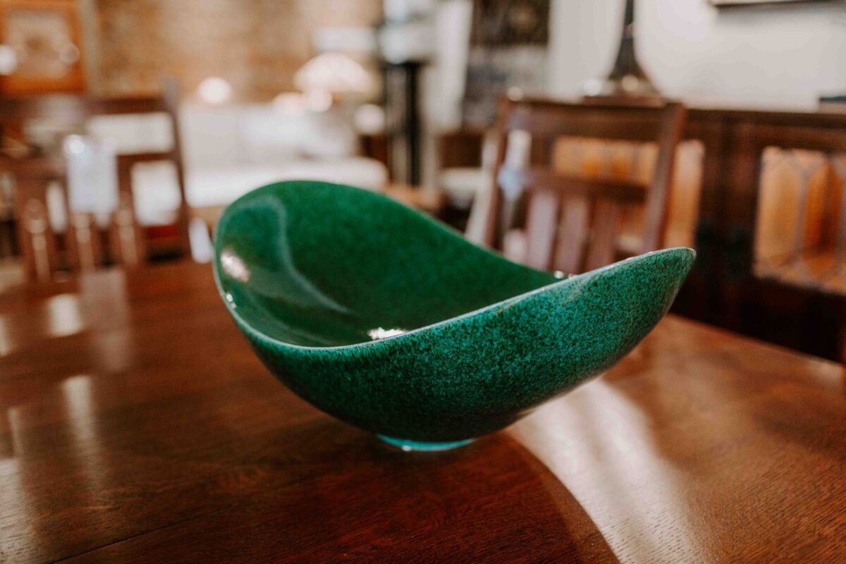 Green Glass Tabletop Bowl