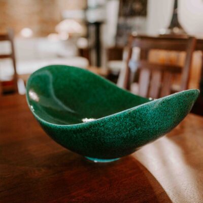 Green Glass Tabletop Bowl