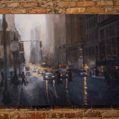 Rainy City Scene Wall Art