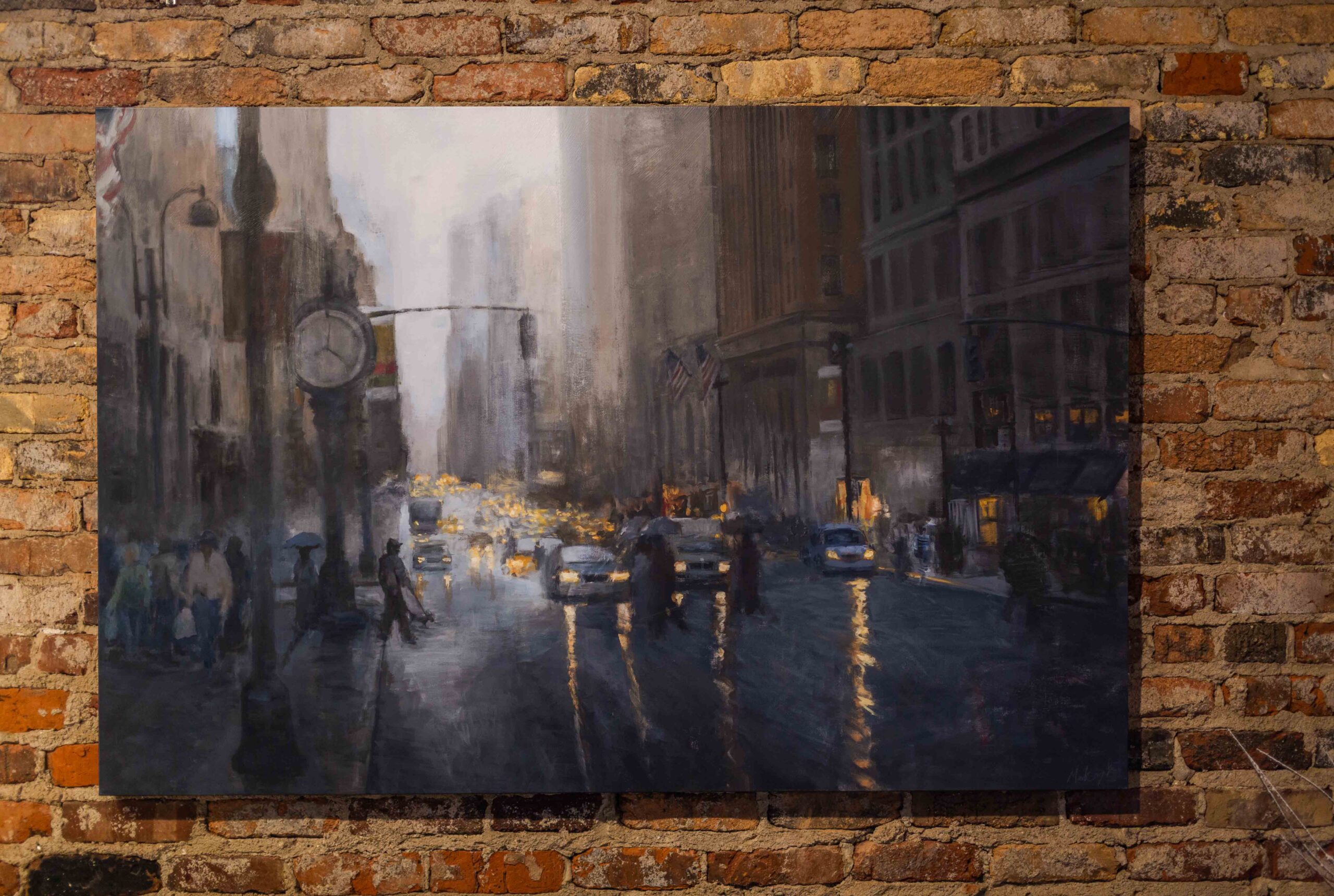 Rainy City Scene Wall Art