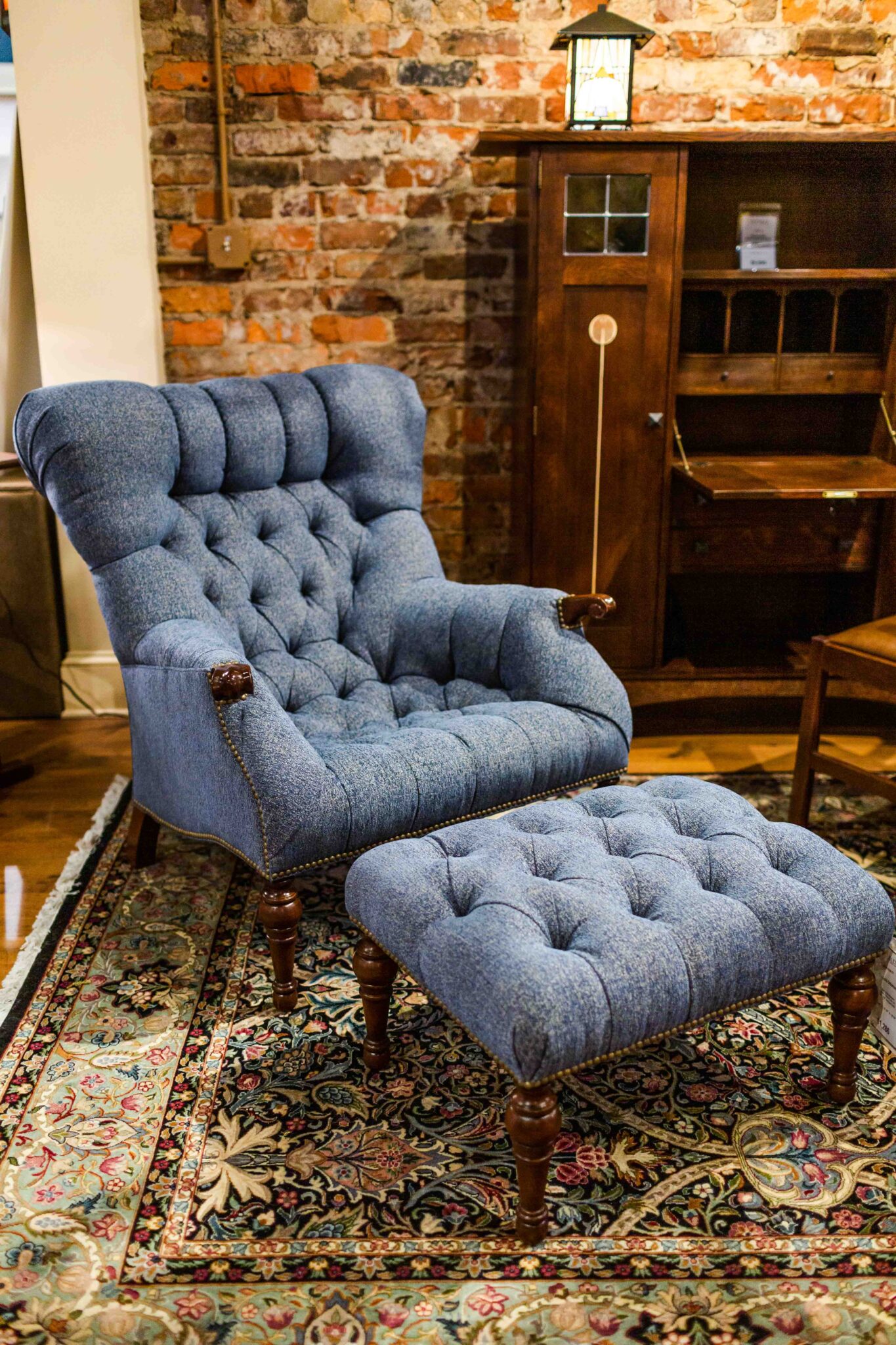 Stickley Blue Leopold Upholstered Chair Reid's Fine Furnishings