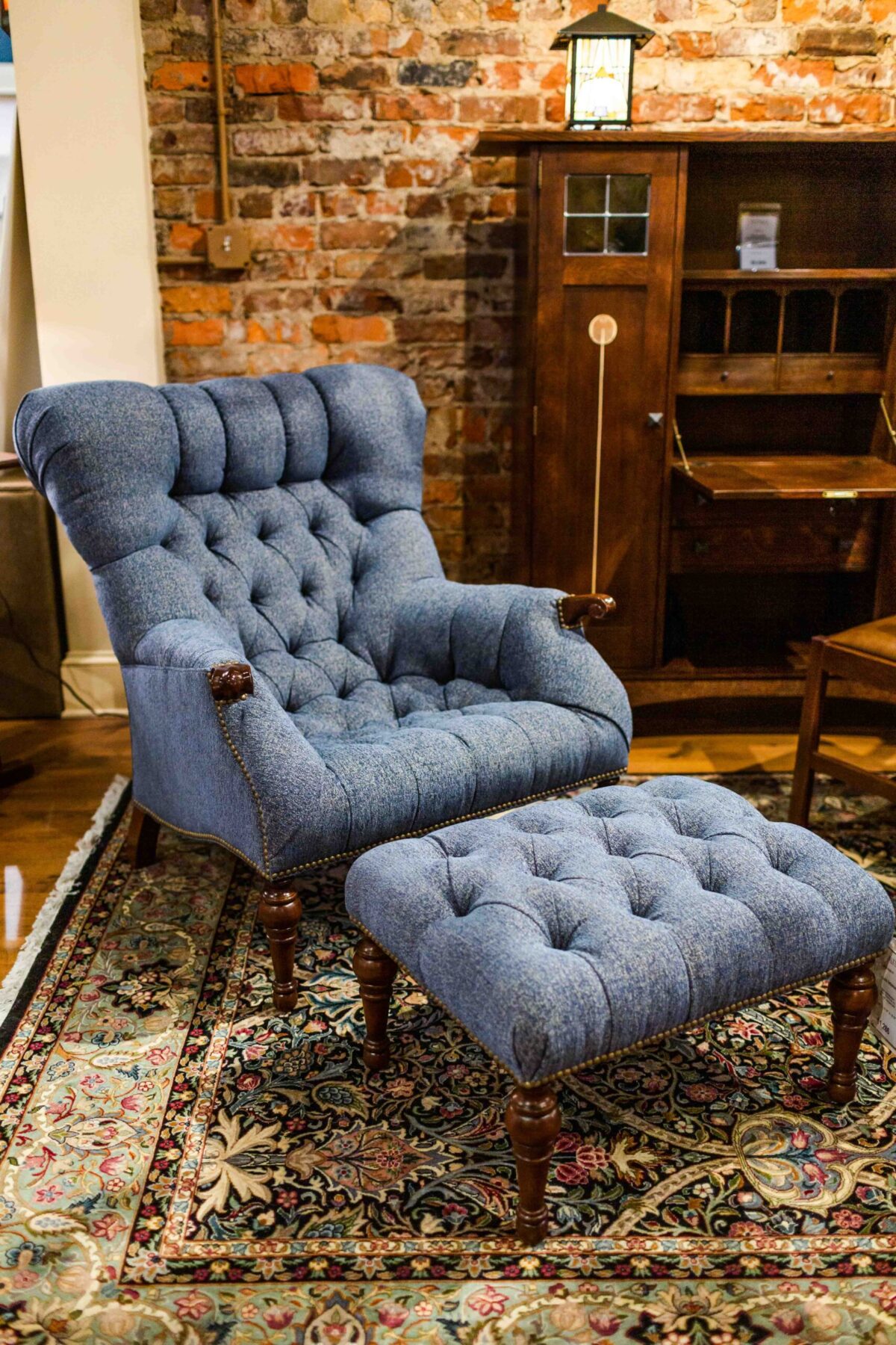 Stickley Blue Leopold Upholstered Chair