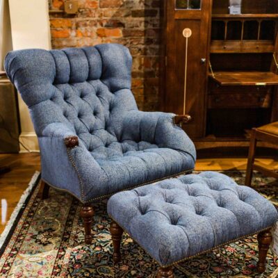 Stickley Blue Leopold Upholstered Chair