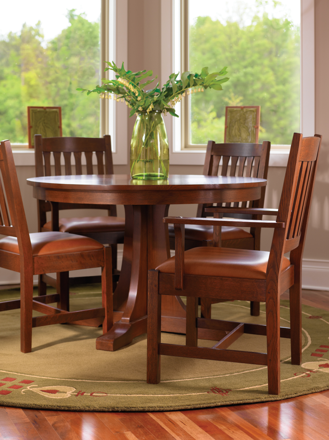 Stickley Mission 713 Dining Table and Cottage Chairs