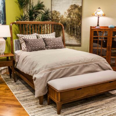 Stickley Walnut Spindle Bed with Bench