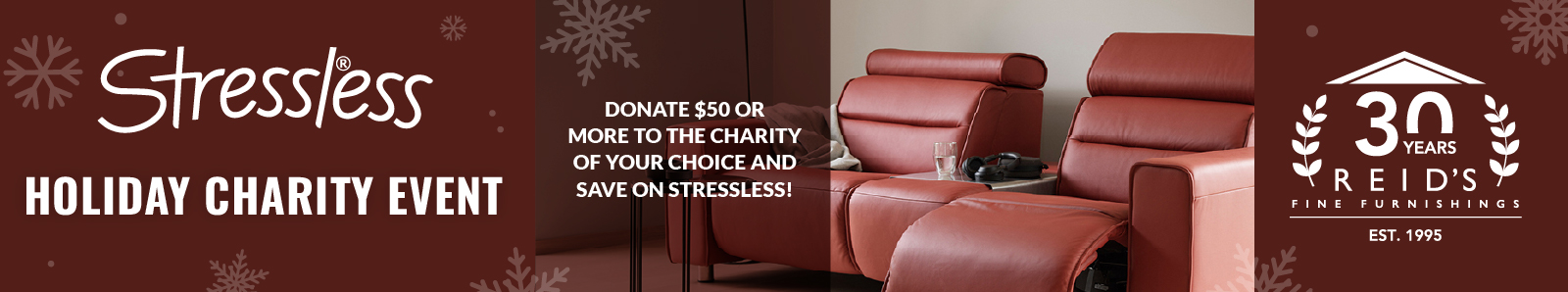 Stressless Holiday Charity Event desktop graphic