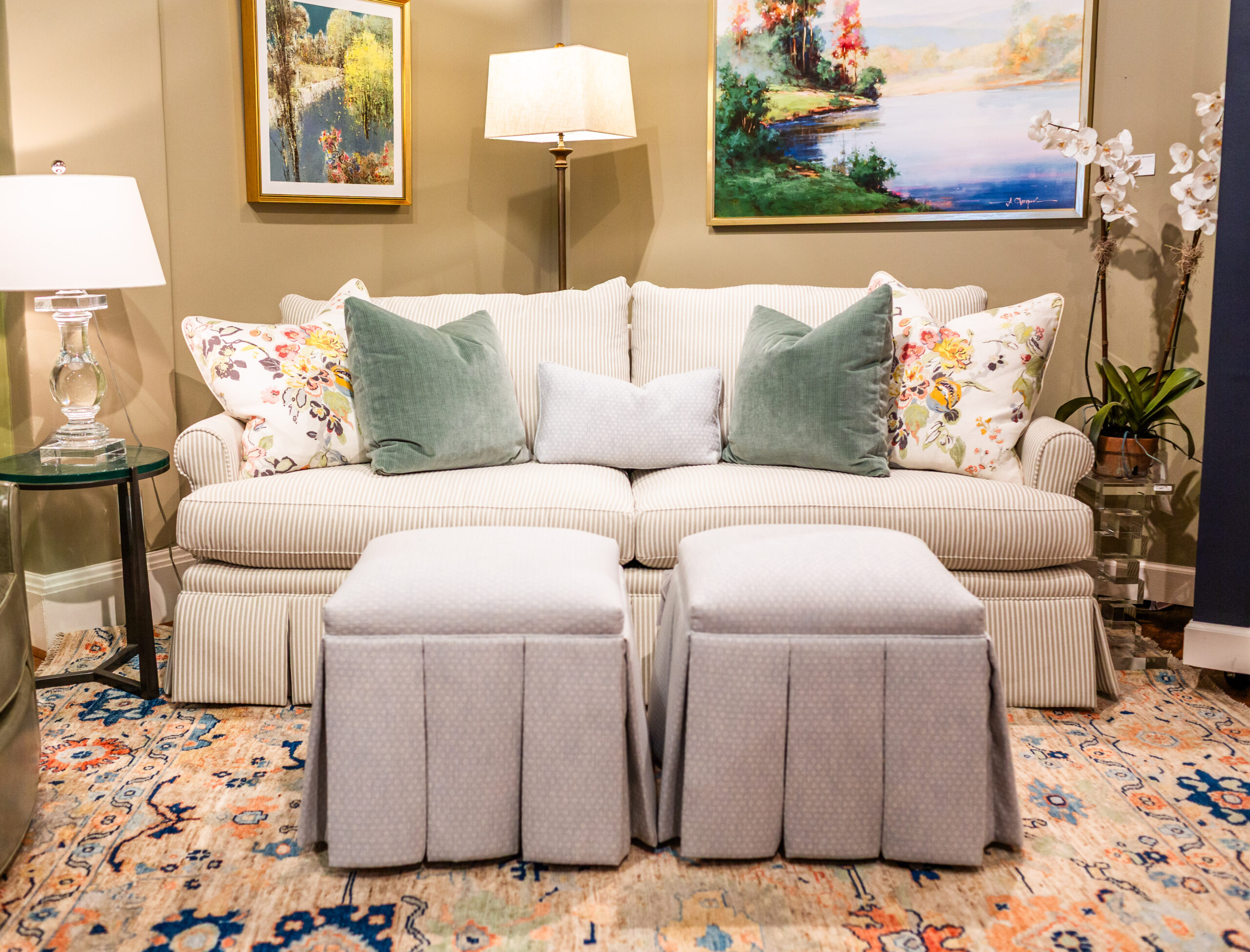 CRL Magnolia Sofa & Lettie Ottomans