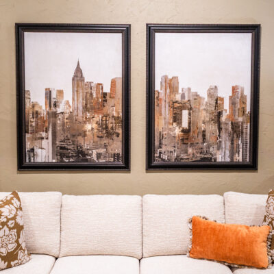 Cityscape wall art pair