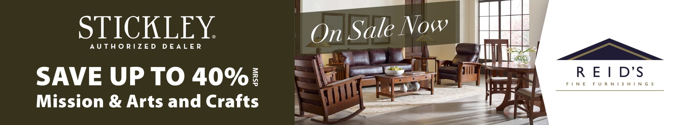 Save up to 40% on mission & arts and crafts for Stickley furniture